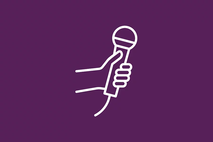 This FES icon shows a hand holding a microphone.