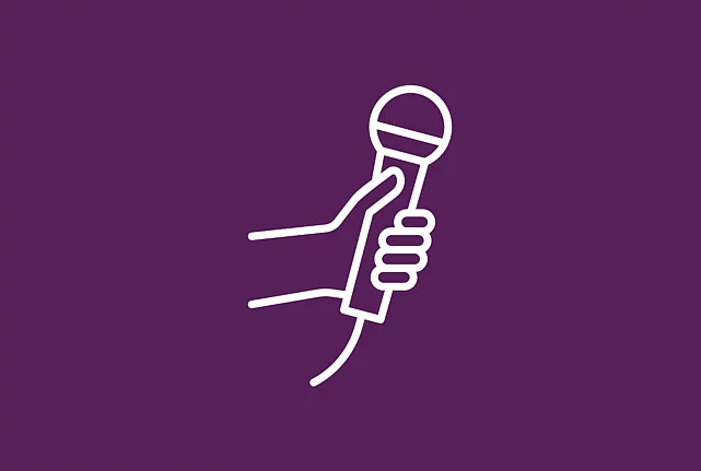 This FES icon shows a hand holding a microphone.