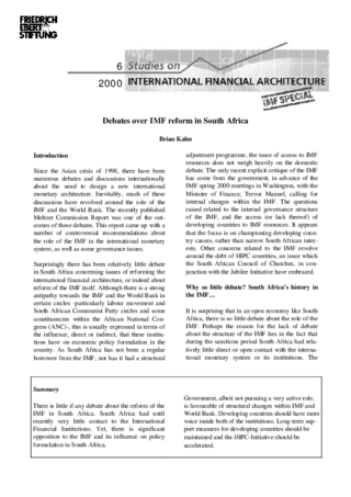 Debates over IMF reform in South Africa